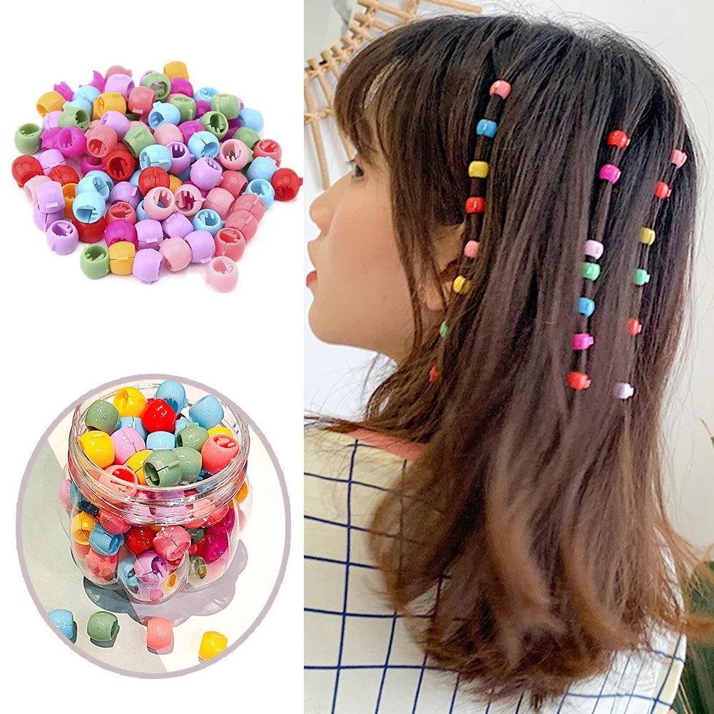 

100Pcs/Set Mini Cute Candy Color Hair Claw Clips Beads Hollow Plastic Hairpins For Girls Braids Fashion Simple Headwear