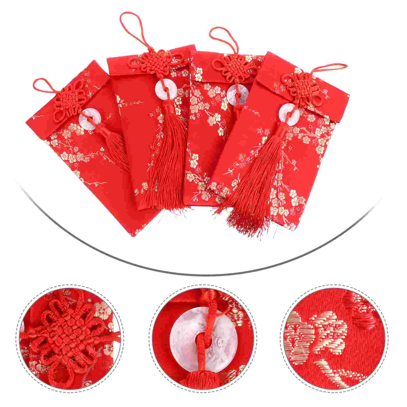 

1 Set 4 Festival Red Bag Ox Year Hong Bao Ox Year Red Packets Wedding Envelope Lunar New Year Envelopes