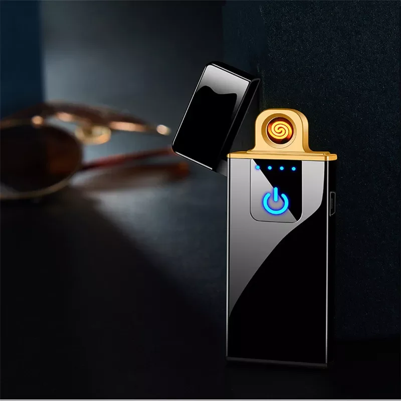 

Unusual Electric Lighter usb Plasma Ultra-Thin Rechargeable Windproof Flameless Camping Lighters Men Outdoor Survival Tool