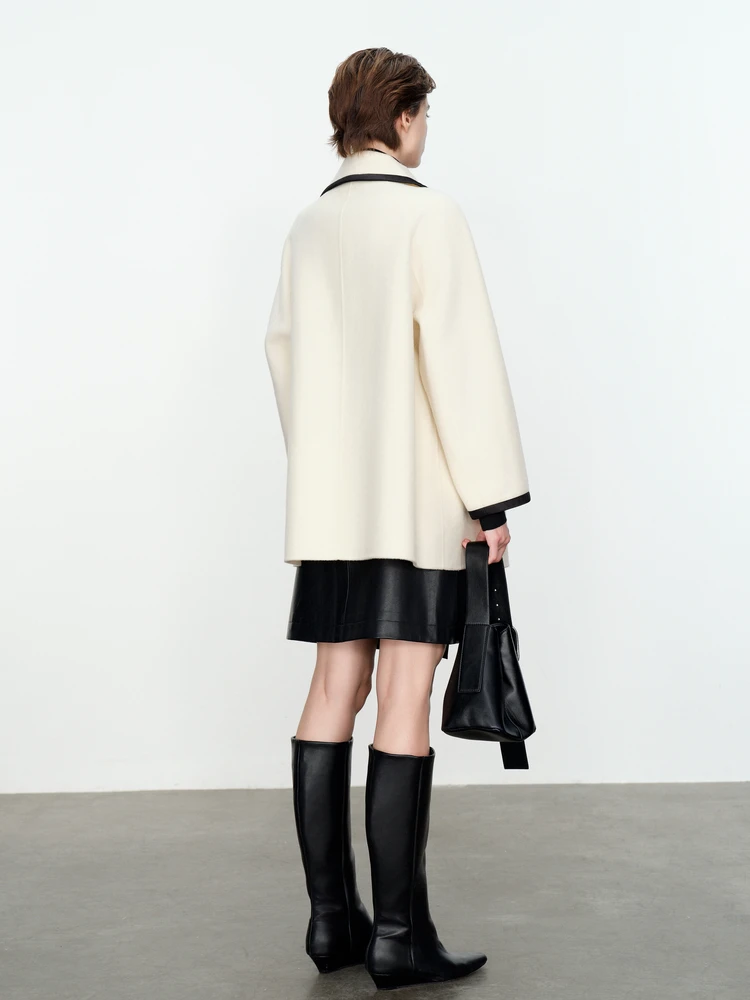 Wandian Snow Melting Time Short Woolen Outerwear 2024 Winter New Board Cocoon Shaped V-neck Mbc4o0sjxw0