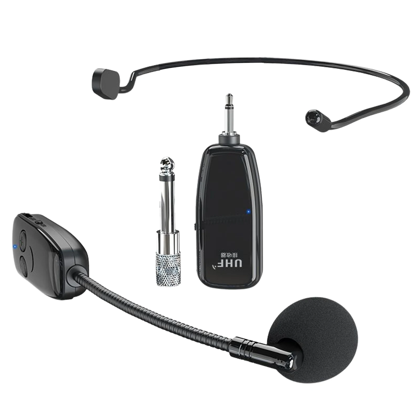 

UHF Wireless Microphone Headset Headset and Handheld 2in1 160ft Range Rechargeable for Voice Amplifier Teach Wireless Mic