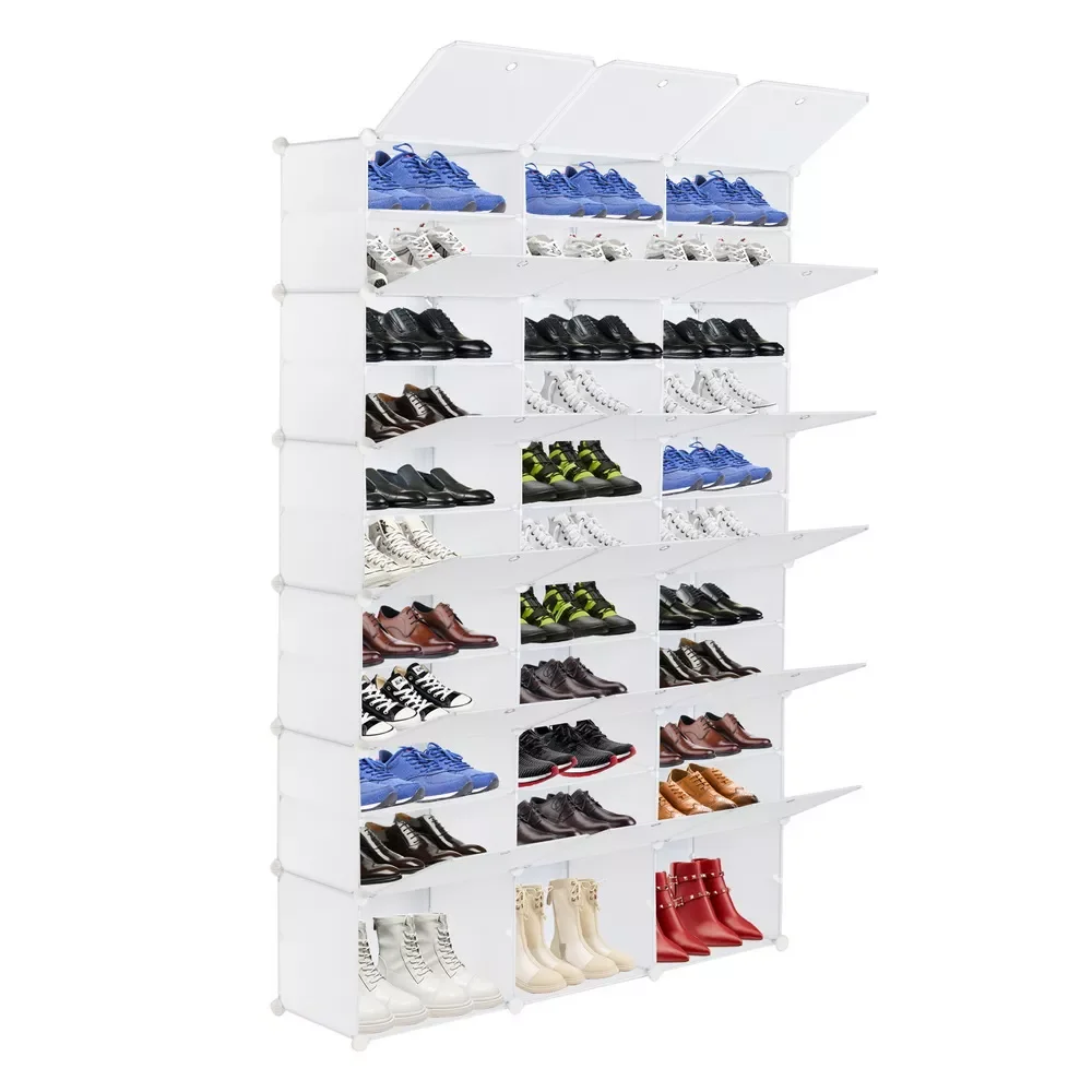 

12-Tier Portable 72 Pair Shoe Rack Organizer 36 Grids Tower Shelf Storage Cabinet Stand Expandable for Heels Boots Slipper White