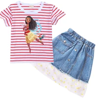 kids cartoon moana clothes toddler girls fashion boutique outfits girl short sleeve t shirt toplace denim skirts two piece sets