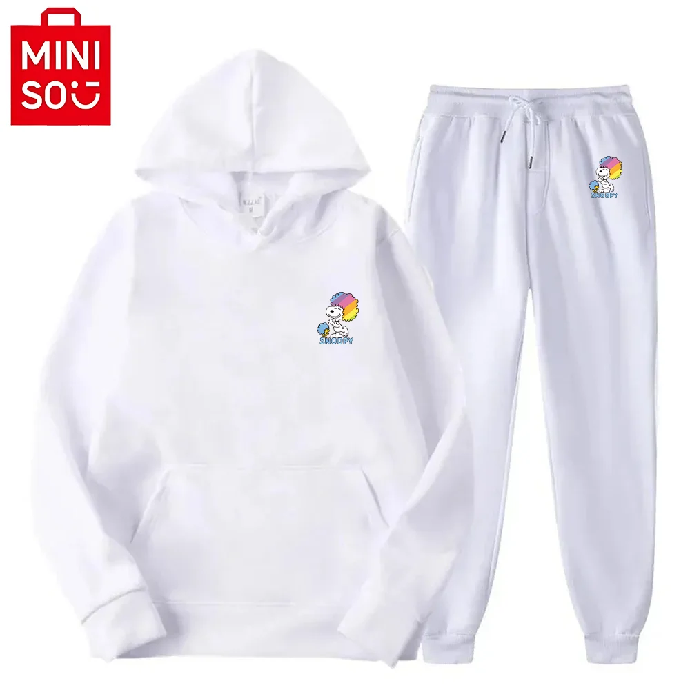 2024 Miniso модный уличный пуловер с капюшоном С Карманами Кенгуру длинными рукавами