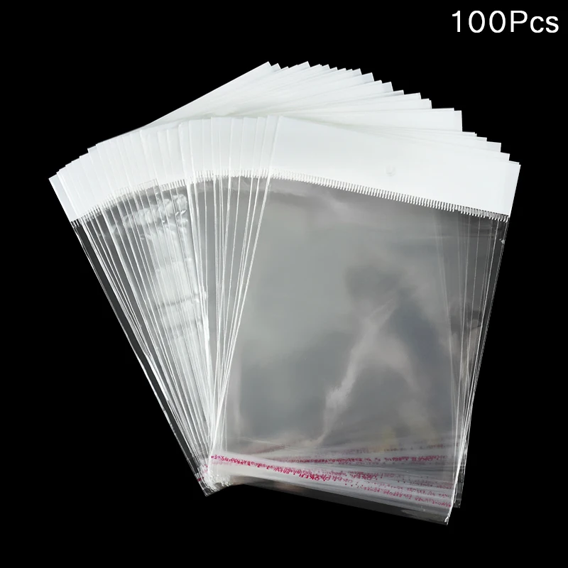 

100pc White Clear Self Sealing OPP Plastic Bags Jewelry Gift Packing Self Adhesive Pouches Jewelry Candy Gift Cookie Packing Bag