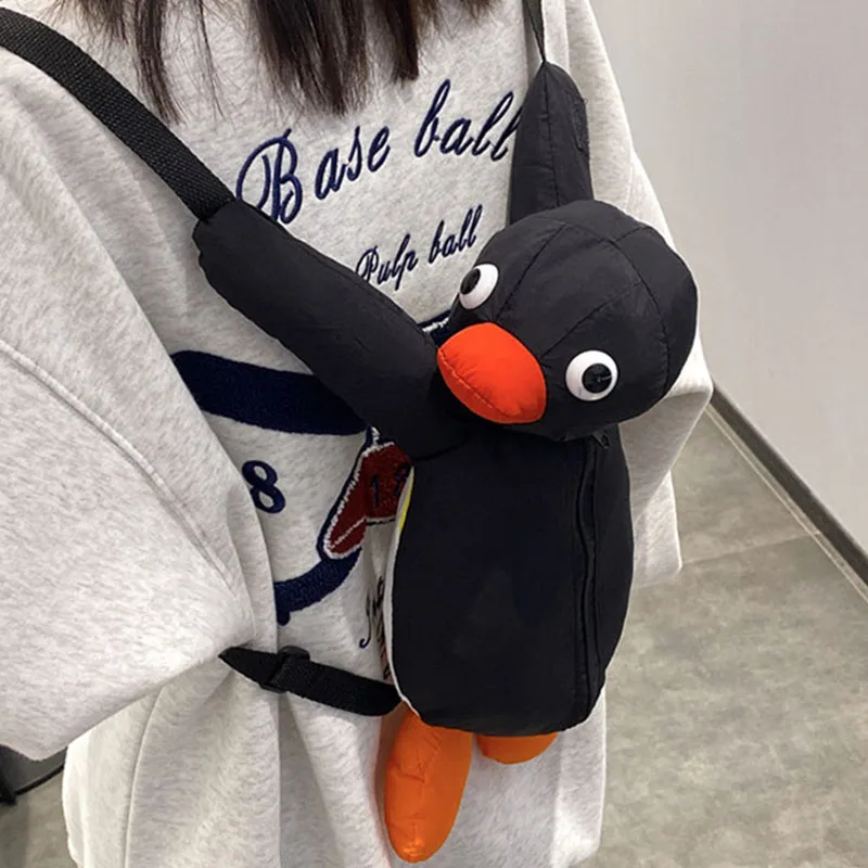 

38cm Penguin Plush Backpacks Cartoon Penguin Backpack Soft Stuffed Animal School Bag Shoulder Bag for Baby Girls Birthday Gifts