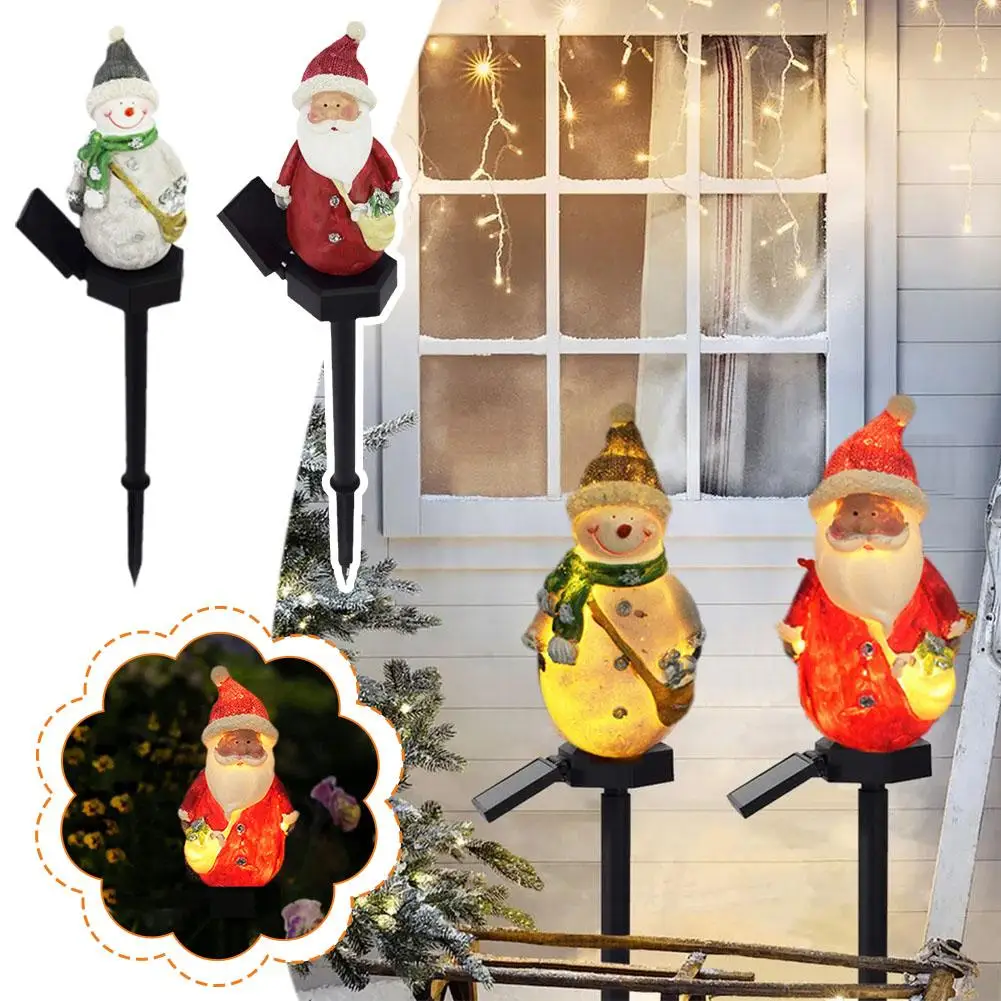 

Christmas Solar LED Outdoor Decorative Lights Resin Santa Snowman Holiday Party Landscape Stake Claus Lamp Garden Lawn Ligh W0I4
