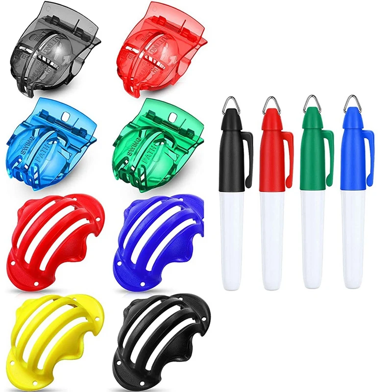 

NEW-8 Pcs Golf Ball Markers Golf Line Drawing Tools Lined Ball Marker Clip Golf Marker Putter Tool with 4 Golf Marker Pens