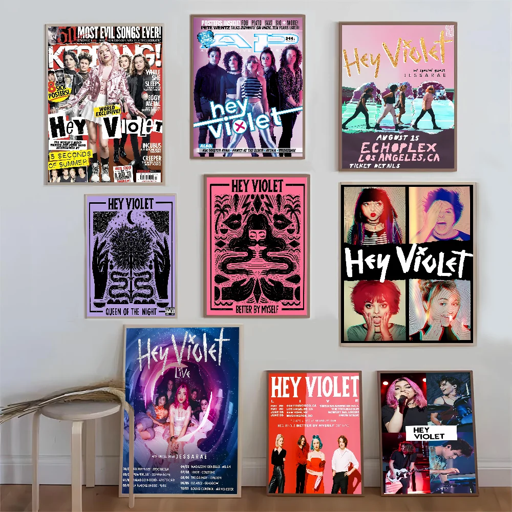 H-Hey V-фиолетовые винтажные постеры липкие белые бумажные принты художественные