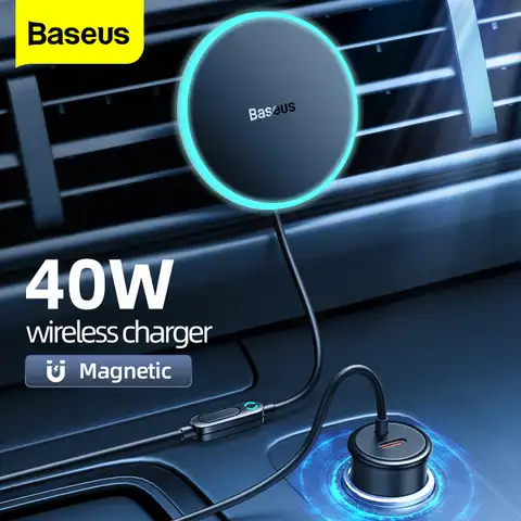 Baseus 40 Вт автомобильное магнитное Беспроводное зарядное устройство держатель телефона стенд Индукционная Быстрая зарядка USB C автомобильно...