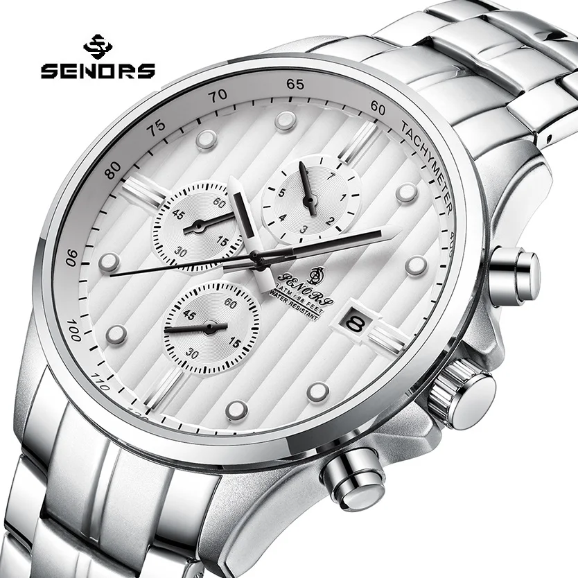 

SENORS SN115 Men`s Watch Automatic Date Chronograph Quartz Watches Men Relogio Masculino Diver Watches Men 3ATM Clock