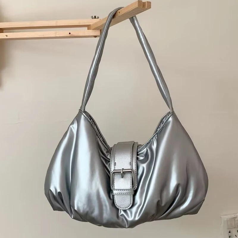 

Pleated Underarm Bags For Women Luxury Designer Handbags and Purses 2023 New In Fashion PU Soft Skin Puffs Cloud Shoulder Bag