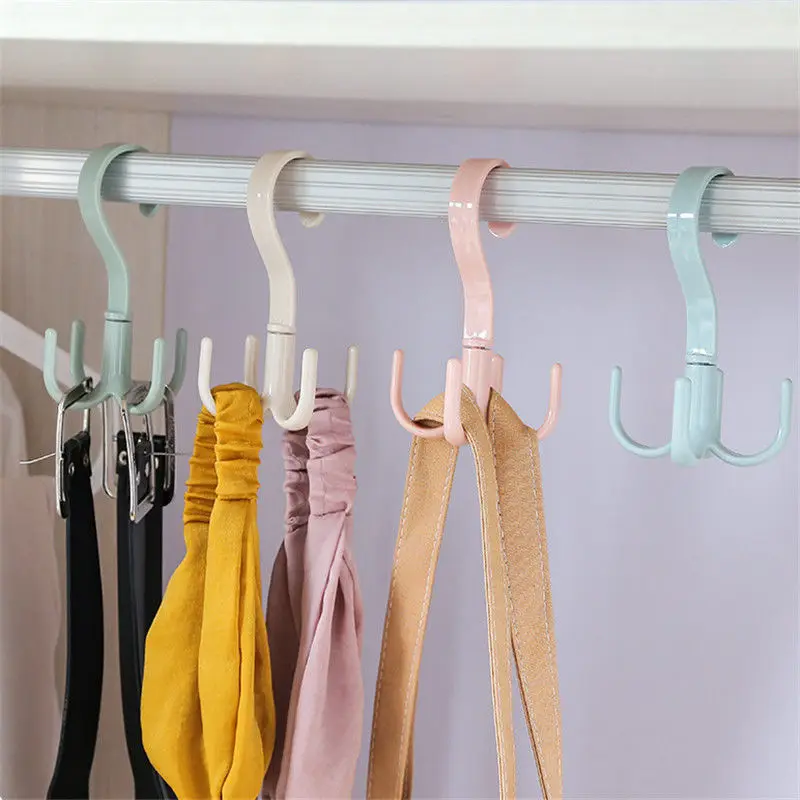 

Portable Rotatable Four Claw Hook Multi-functional Creative Nordic Style Wardrobe Bag Hook Nail Free Storage Tie Hook