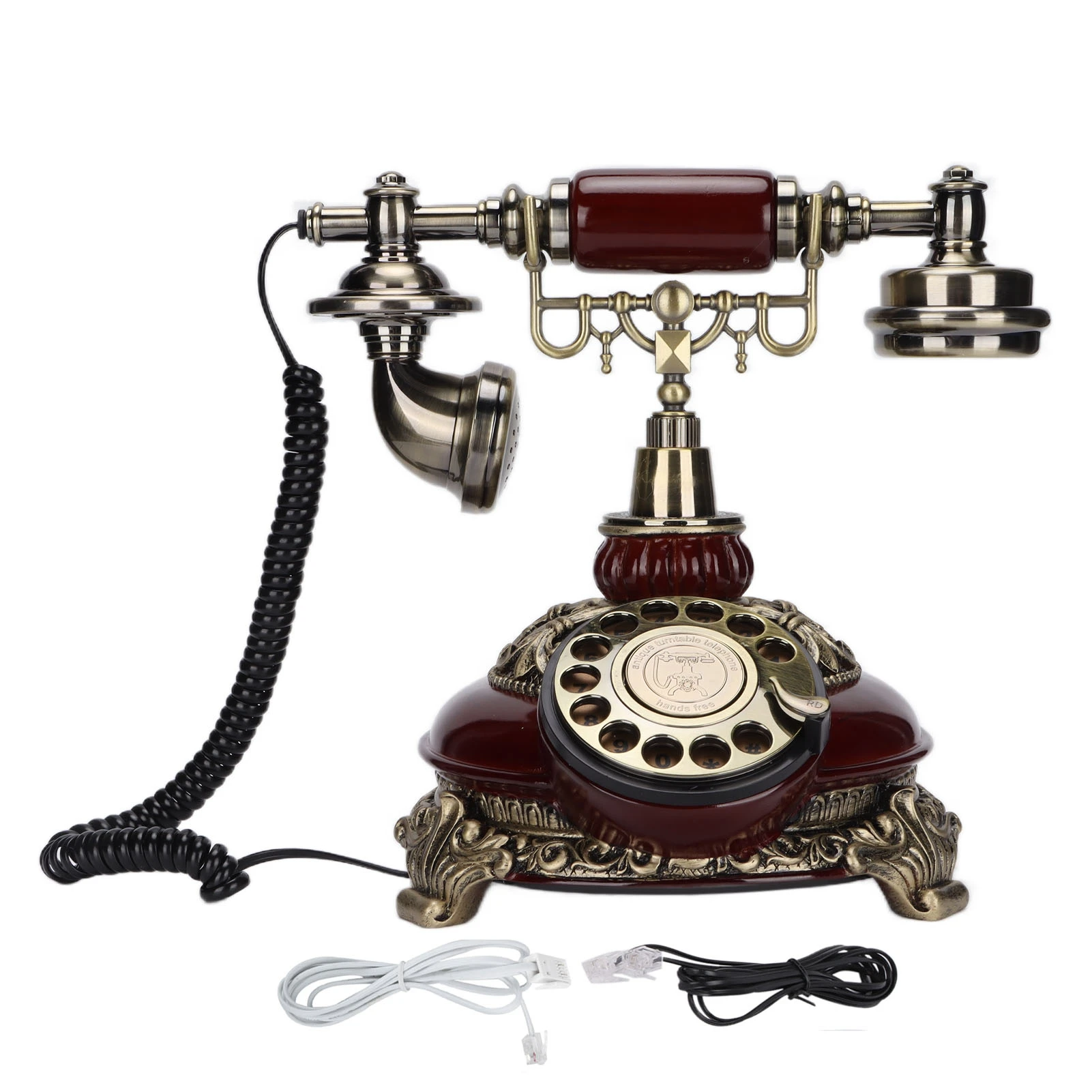 

Royal Vintage Telephone Antique Desk Rotary Dial Handset Corded Phone for Home Office Cafe Bar Decoration(Bronze)