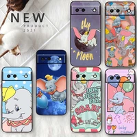 cute animation dumbo phone case for google pixel 7 6 pro 6a 5a 5 4 4a xl 5g black shell soft silicone fundas coque capa