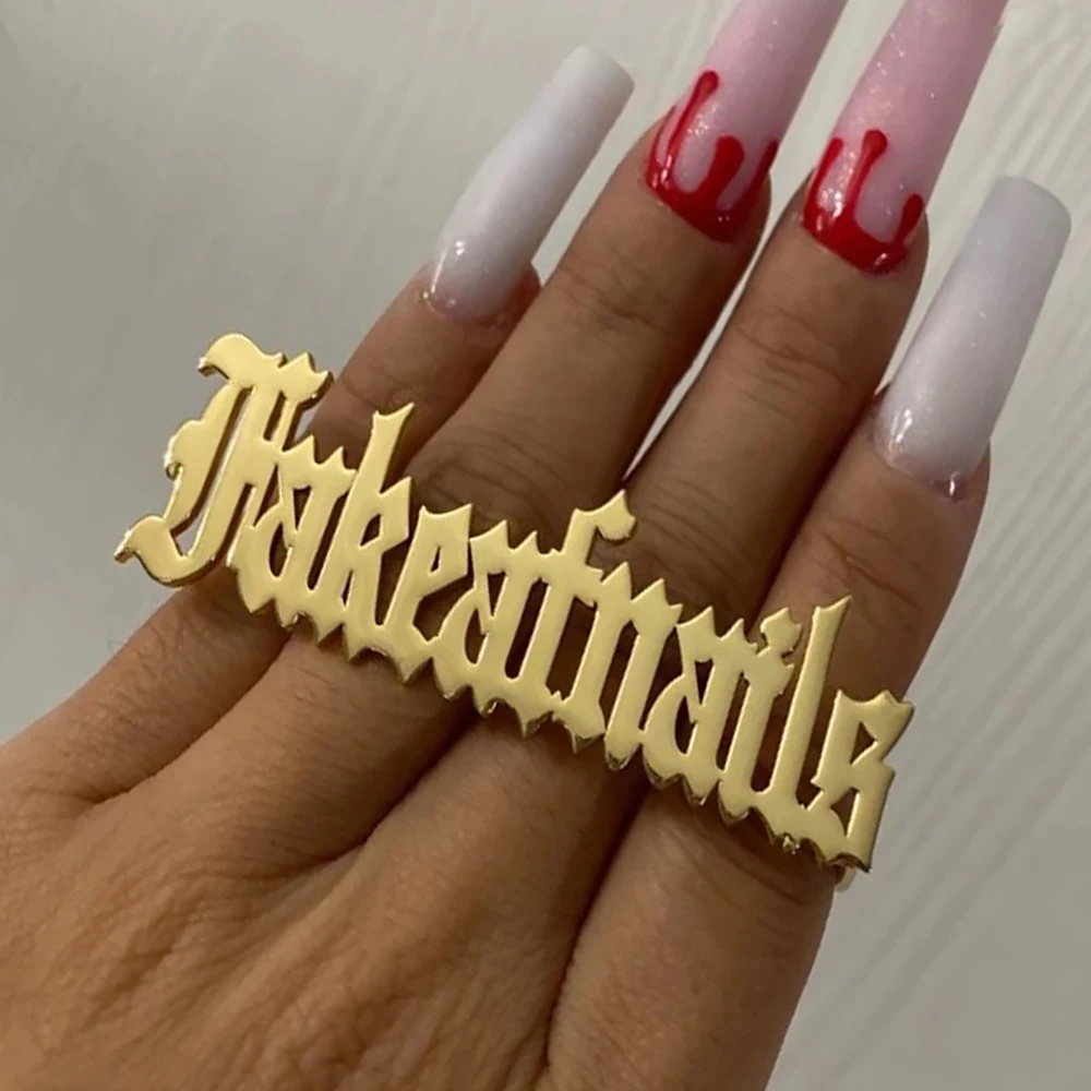 Кольцо с именем на заказ для мужчин и женщин золотое большое кольцо ювелирные