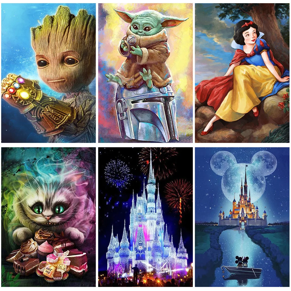 

Disney 5D DIY Diamond Painting Embroidery Cartoon Castle Mickey Mouse Cheshire Cat Full Drill Mosaic Picture Of Rhinestones Home