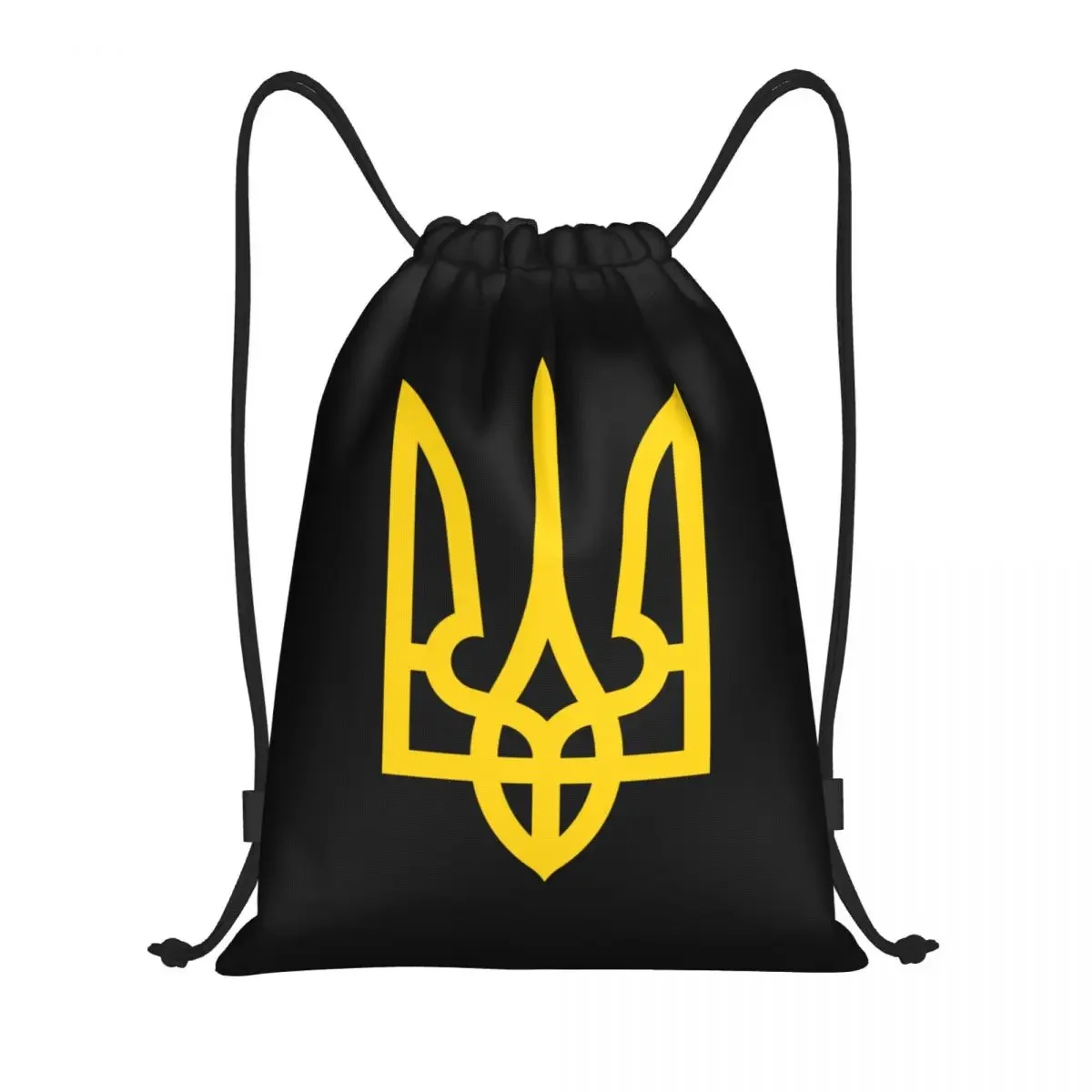 

Custom Ukrainian Trident Drawstring Bag Women Men Lightweight Coat Of Arms Ukraine Flag Sports Gym Storage Backpack