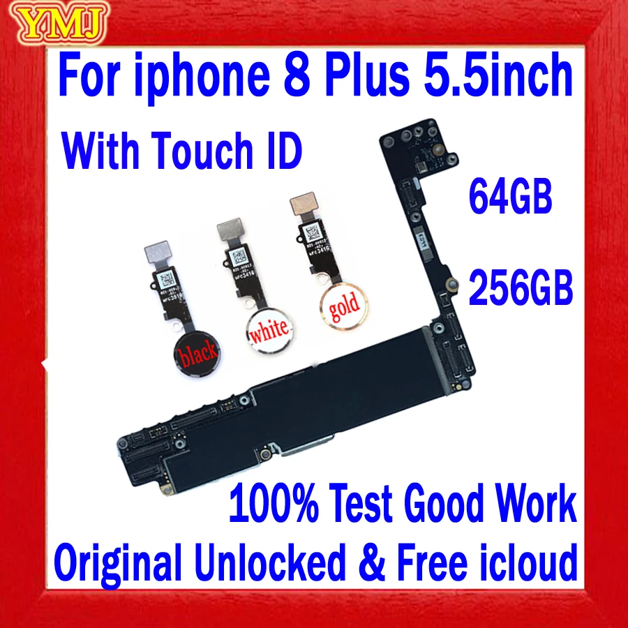 Support ios update For iPhone 8 Plus 5.5inch 8P Motherboard 64GB 256GB,Original Unlocked Free icloud Logic board With/No TouchID