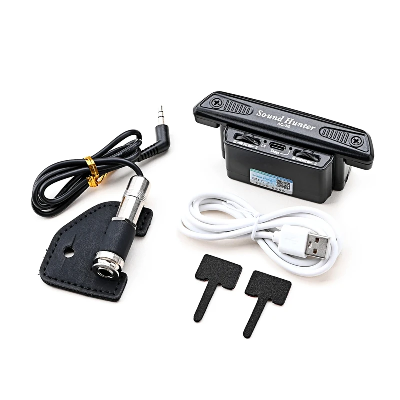 

Black Guitar Active Sound Hole Pickup Guitar Transducer Amplifier with Long Cable & Jack for Acoustic Classic Guitars