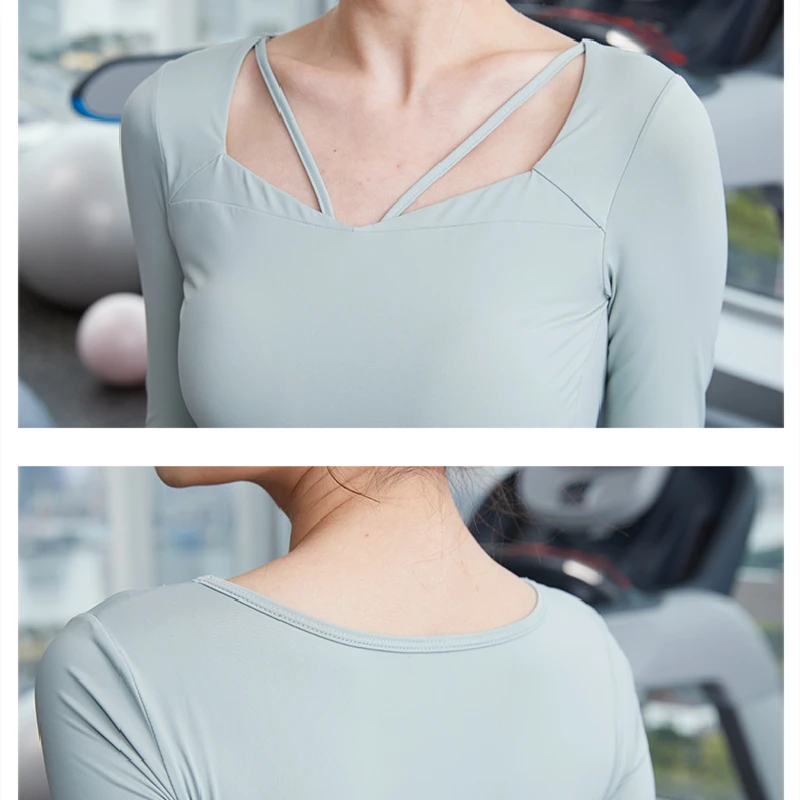 Vansydical Slim Yoga Shirts Women Nylon Blouses Long Sleeve Crop Tops Fitness Running Workout Sport Female Gym Sportswear