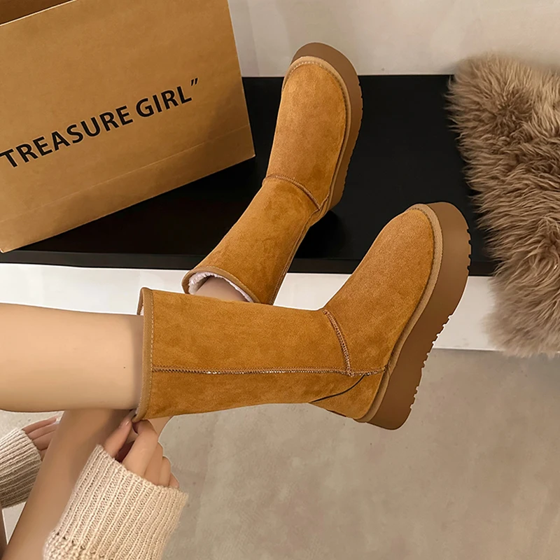 Сапоги на толстой подошве. Женские зимние ботинки флисовой подкладке Jiadongbei Universi.