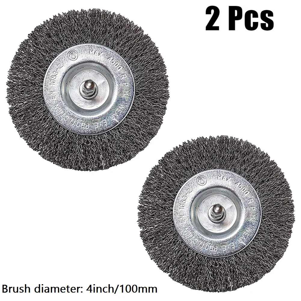 

2Pcs Stainless Steel Wire Brush Mower Brush Electric Joint Brush 100mm 6mm Shank For EFB 400 Blister Grass Trimming Removal