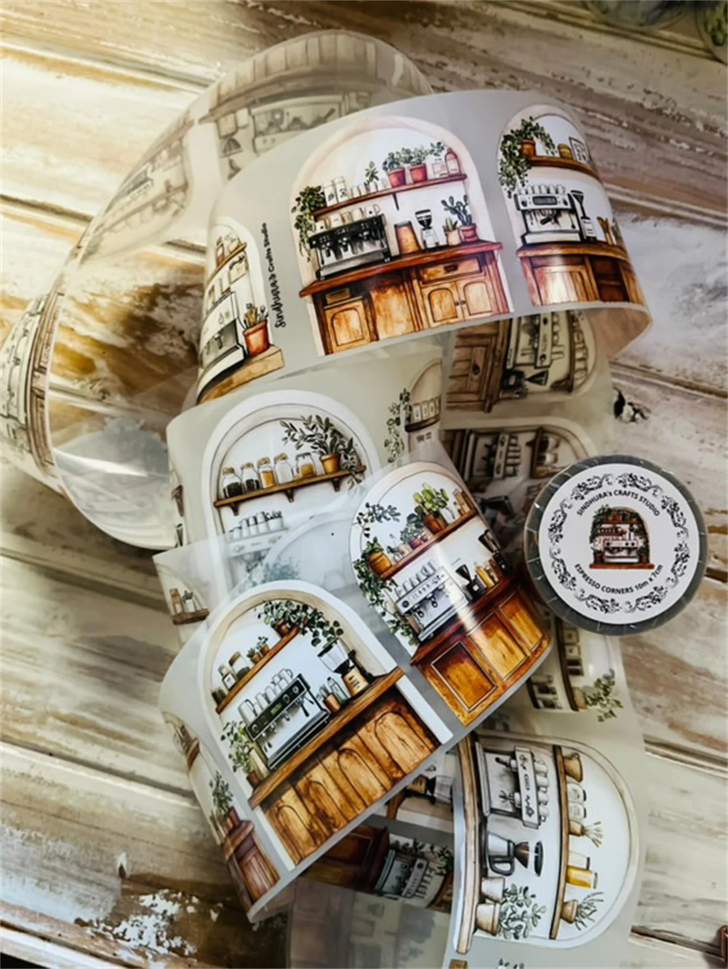 SCS Studio винтажные углы эспрессо кофе васи ПЭТ лента для изготовления карт