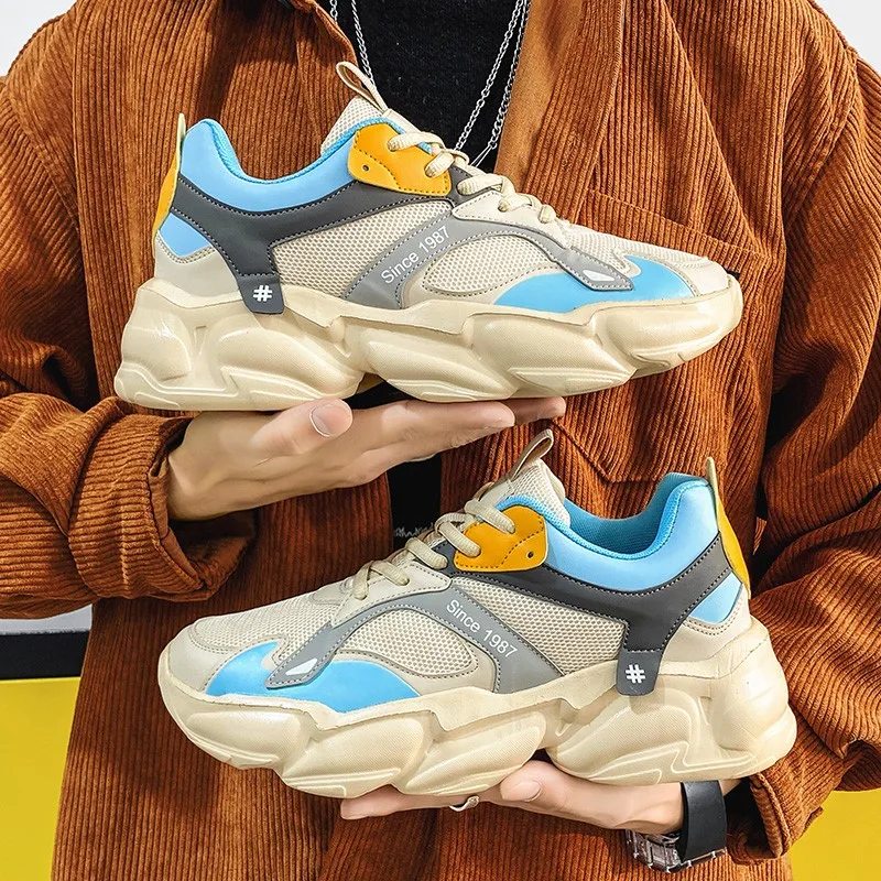 

Кроссовки для мужчин и женщин, роскошная обувь для бега, Вулканизированная подошва, повседневные лоферы, дышащая обувь на платформе Mesh, тенн...