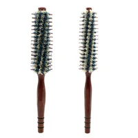 professional wood curling hair comb wooden handle nylon teeth rolling brush salon hairdressing wavy hair hairstyling hairbrush