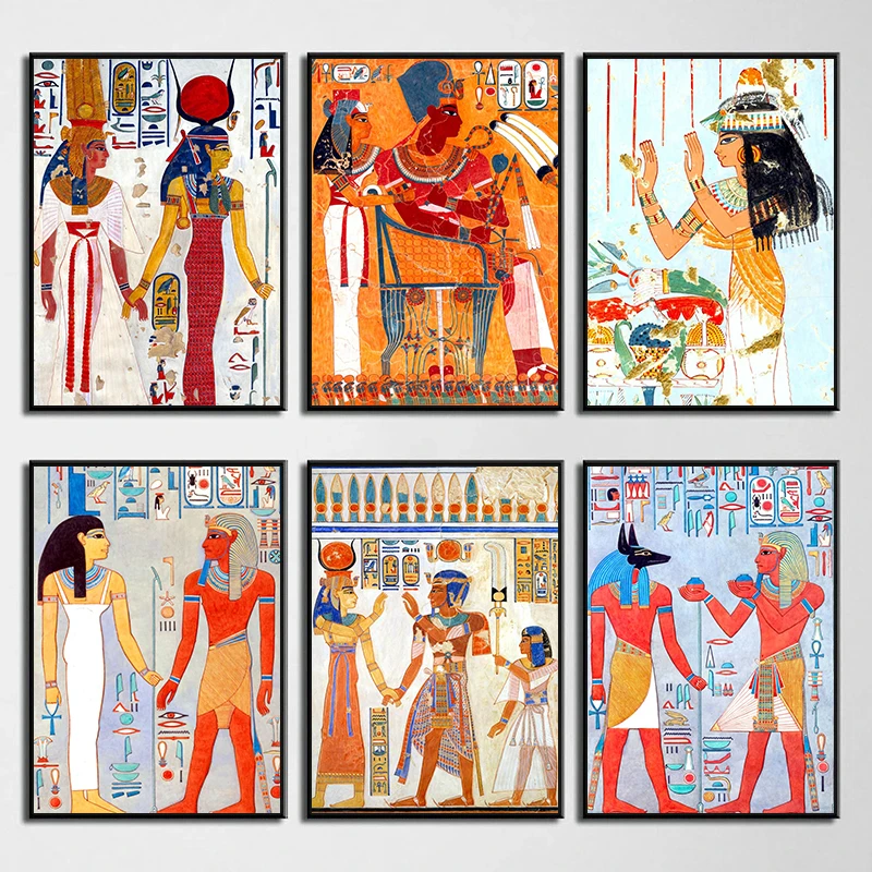 Картина египетская в стиле ретро настенный ВИНТАЖНЫЙ ПЛАКАТ на холсте декор для