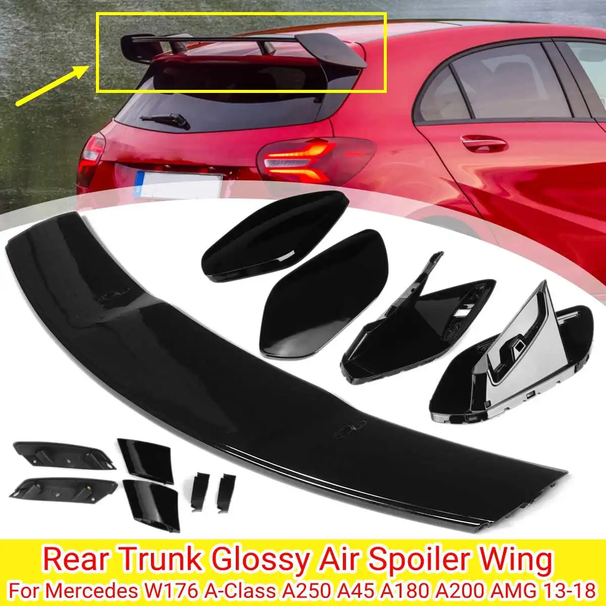 

Rear Trunk Glossy Painted Air Splitter Spoiler For Mercedes Benz A Class W177 W176 A35 A180 A200 A220 A260 AMG 2013-2018 2019+