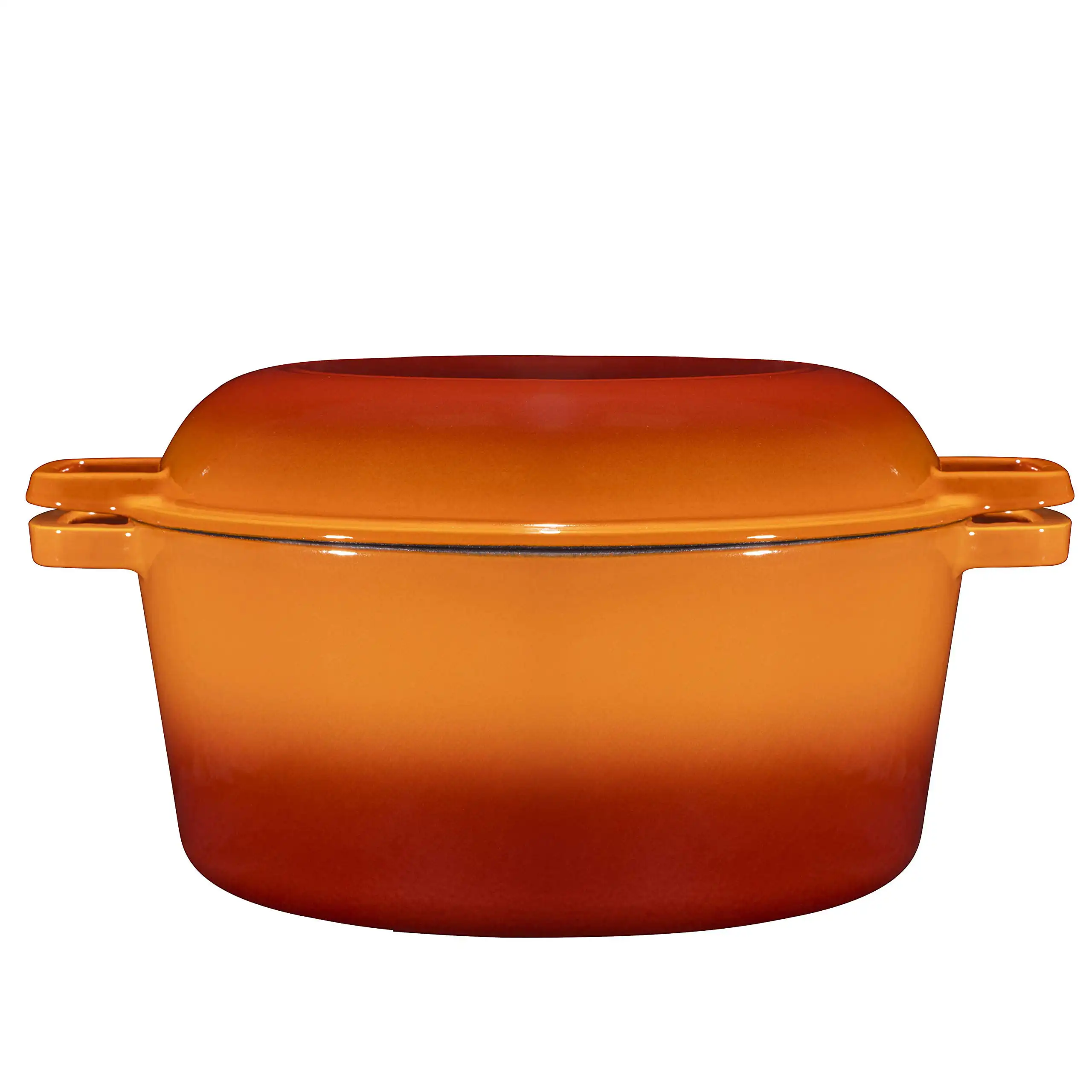 

| 2 In 1 Enameled Cast Iron Double Dutch Oven Skillet Lid 5-Quart | 1