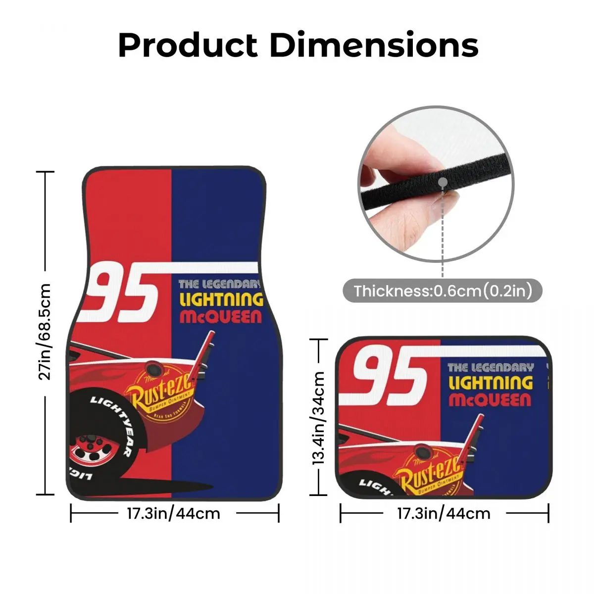 Автомобильные коврики Lightning Mcqueen 95, всепогодные водонепроницаемые напольные коврики, полный комплект автомобильных аксессуаров (art.: 3920cf37d6482) - 3920cf37d6482