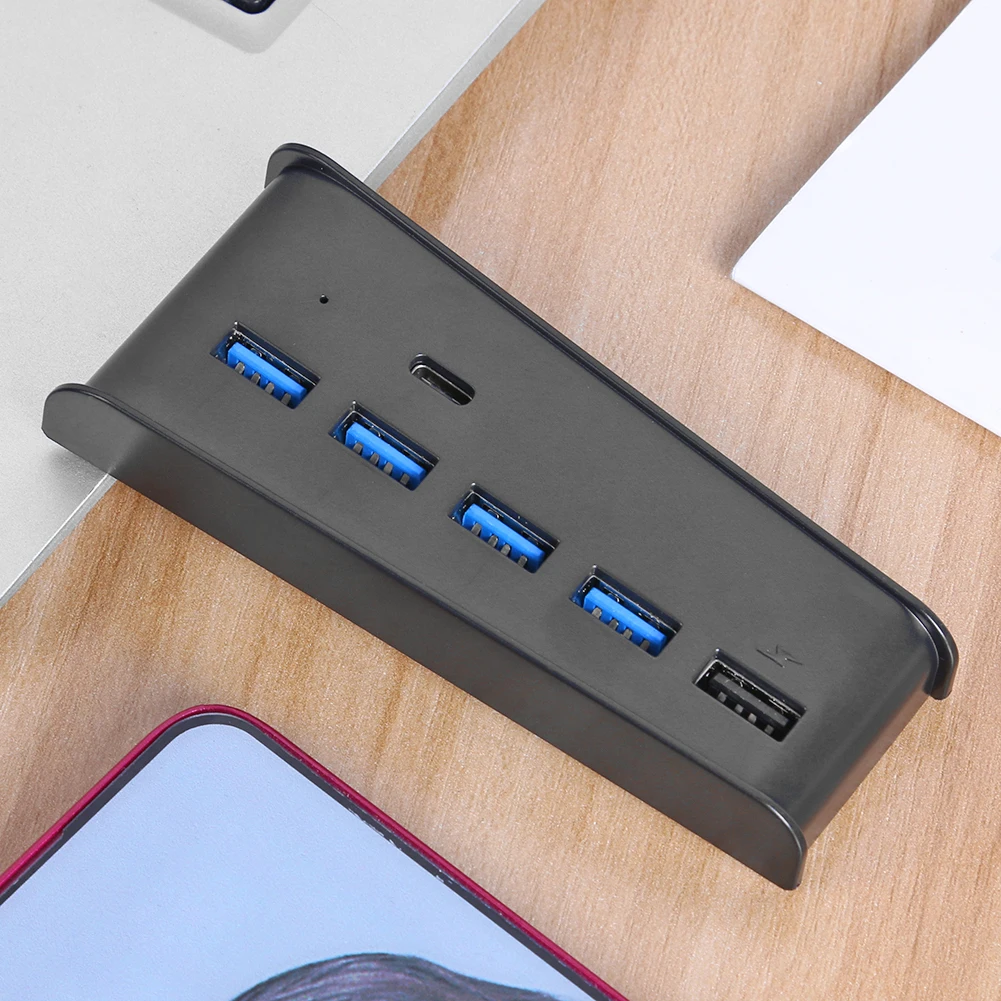 

For Ps5 Usb Hub 6 In 1 Usb Splitter Expander Hub Adapter With 5 Usb A + 1 Usb C Ports For PS 5 Digital Edition Console