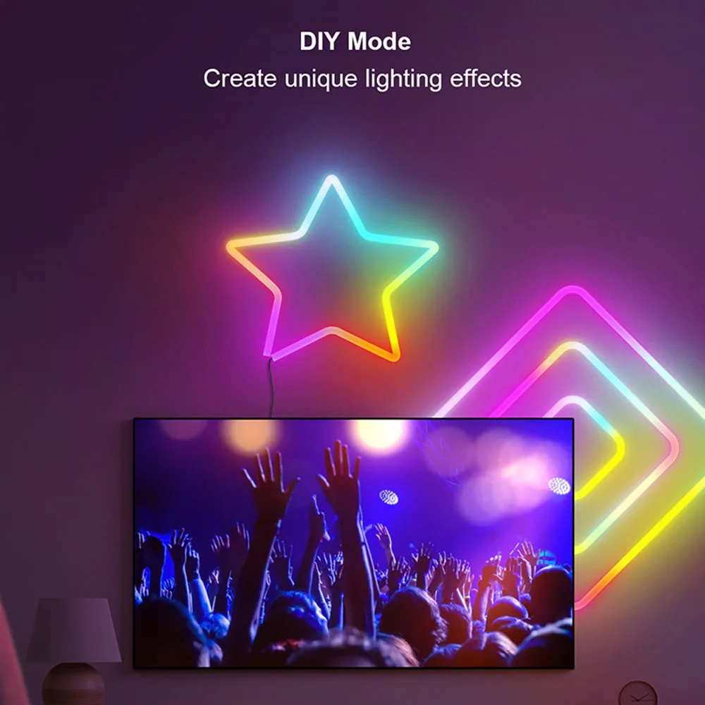 Фото Светодиодная лента, Bluetooth, Wi-Fi, RGB, неоновая светодиодная подсветка для ночной светильника, «сделай сам», для бара, музыки, подсветки телевизора, игры, спальни, украшение, атмосферные настенные лампы №4