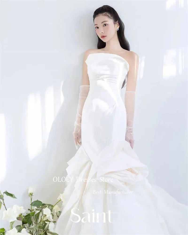 Женское свадебное платье-Русалка со шлейфом без бретелек