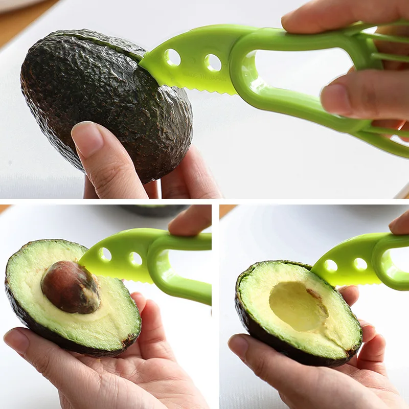 

3 In 1 Avocado Slicer Shea Corer Butter Fruit Peeler Cutter Pulp Separator Simple Easy Multifunction Plastic Knife Kitchen Tools