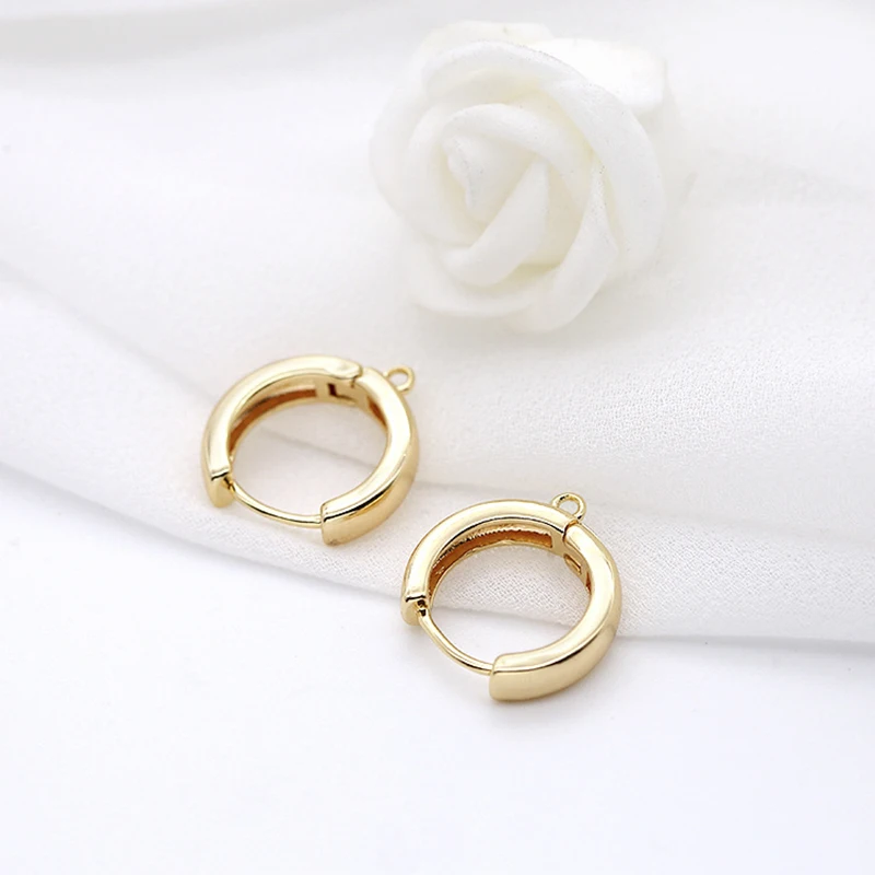 

2Pcs Brass Gold Plated Circle Huggie Hoop Earring With Jump Ring Round Leverback Ear Clip Hook For Diy Earrings Jewelry Making