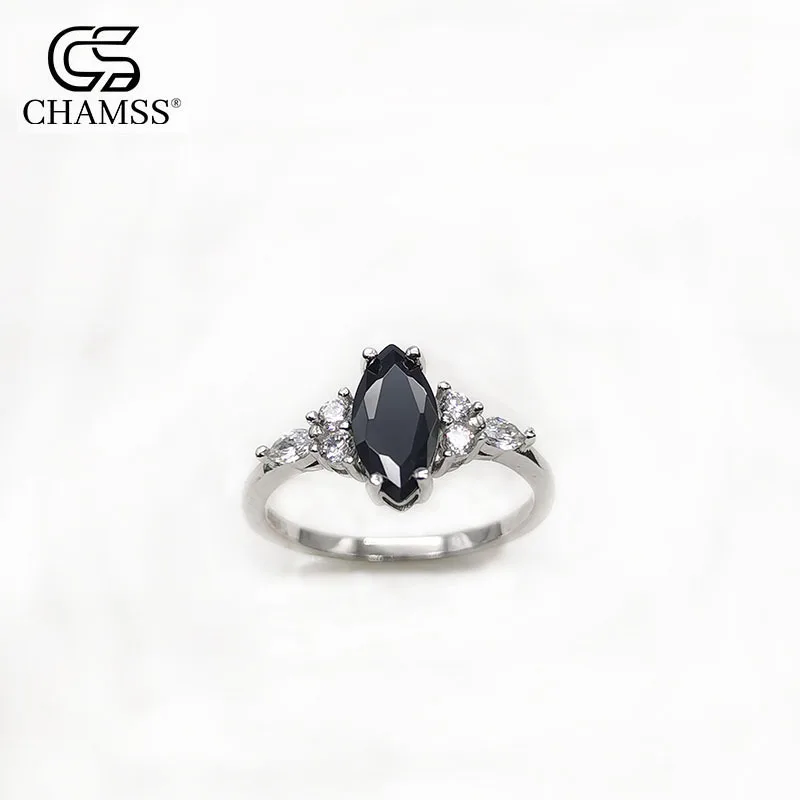 

Кольцо из чистого серебра S925 пробы, Женское кольцо с овальным черным агатом и бриллиантом в европейском и американском стиле, простой дизай...