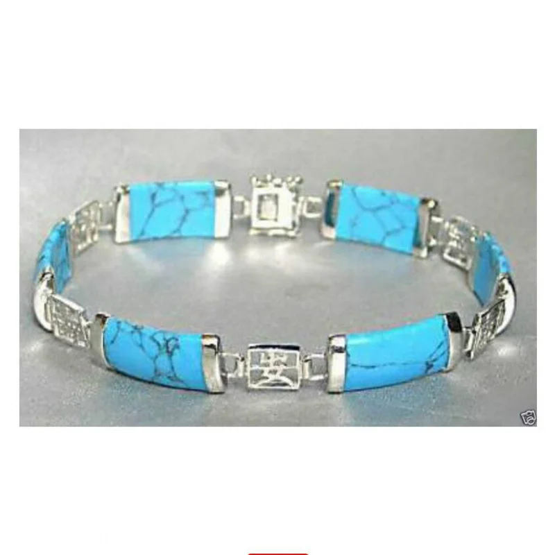 

Бесплатная доставка, красивый браслет с голубым бирюзовым искусственным серебром