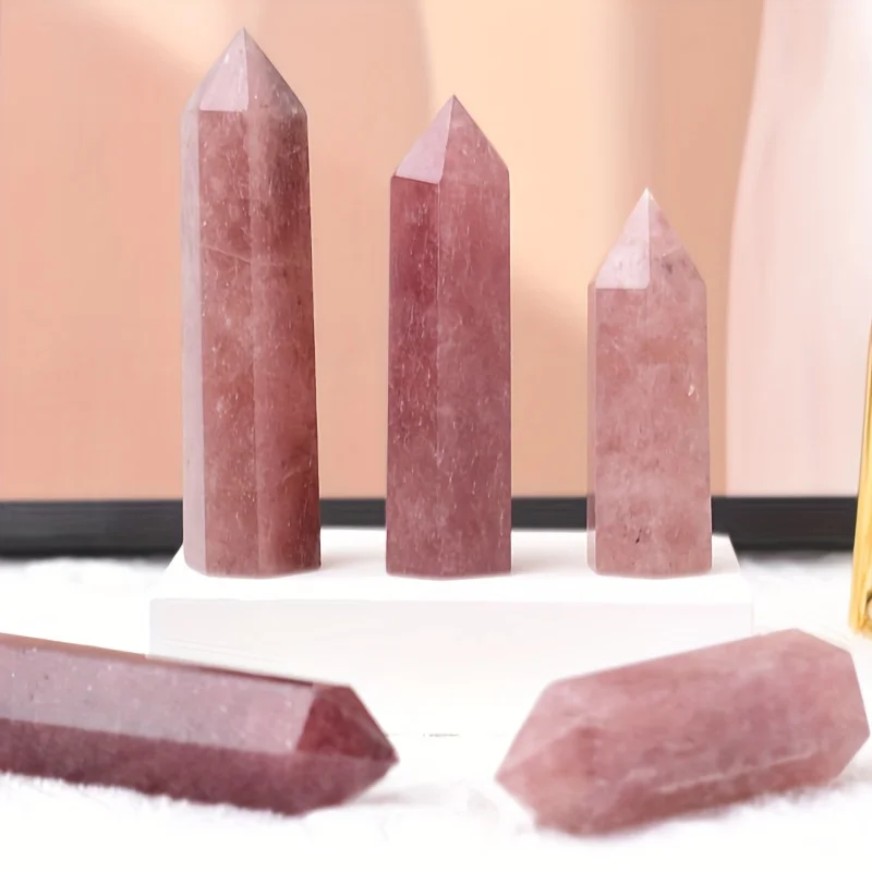 1 шт. натуральный клубничный кристалл кварцевый точечный обелиск искусственный