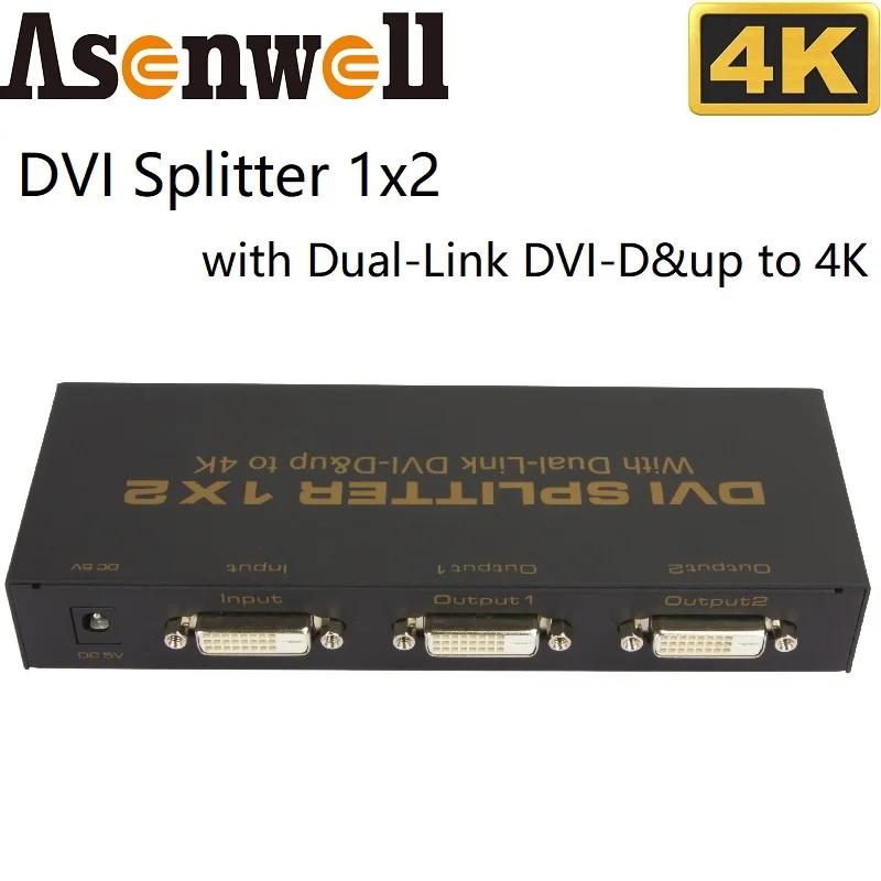 Разветвитель DVI 1 в 2 выхода 1x2 3840X2160 @ 30 Гц двойная звеньевая фотография DVI разветвитель 4K для мультимедиа