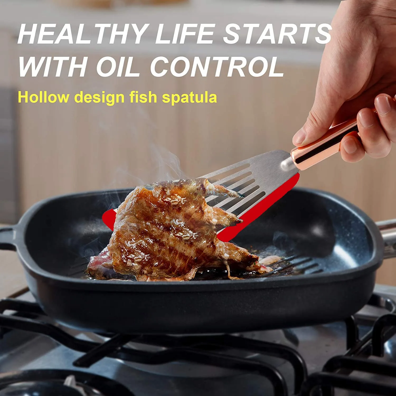 

Лопатка для жарки рыбы, гибкая лопатка из нержавеющей стали с силиконовым краем, для кухни, рыбы, переворачивающаяся