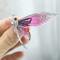 korean gradient resin rose red blue purple dragonfly brooch high end gift diamond dragonfly brooch coat pin