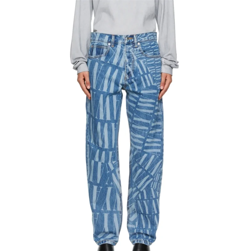 

Big brand autumn new cotton letter printing high waist denim trousers 2022 women's fashion high street full body printed jeans