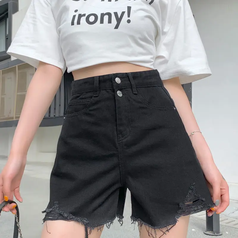 Shorts for Women 2023 Summer Biker Jean Shorts  High Waist Wide Leg Loose Ins Korean Version Thin Net Red Thin A-word Hot Pants
