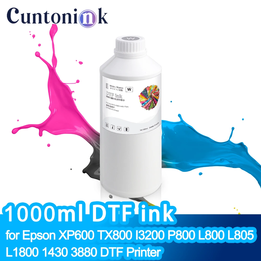 Фото Белые чернила DTF 1000 мл для термотрансферной печати на бумаге Epson XP600 TX800 I3200 P800 L800 L805 L1800 1430 3880 №1