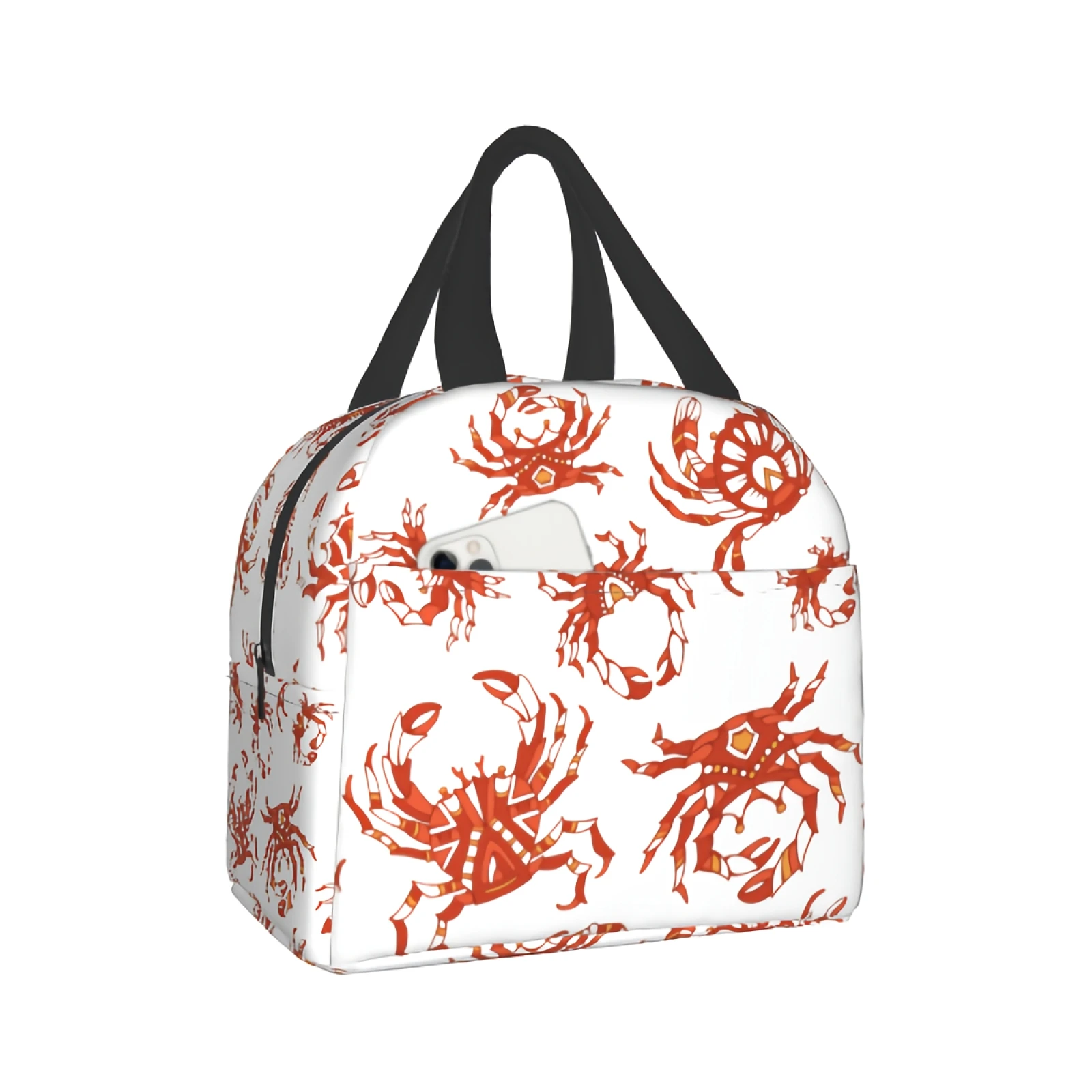 

Imiss Red Crab Print Insulated Lunch Bag for Women Men Ocean Sea Crawling Animal Small Lunch Box Container Reusable Leakproof