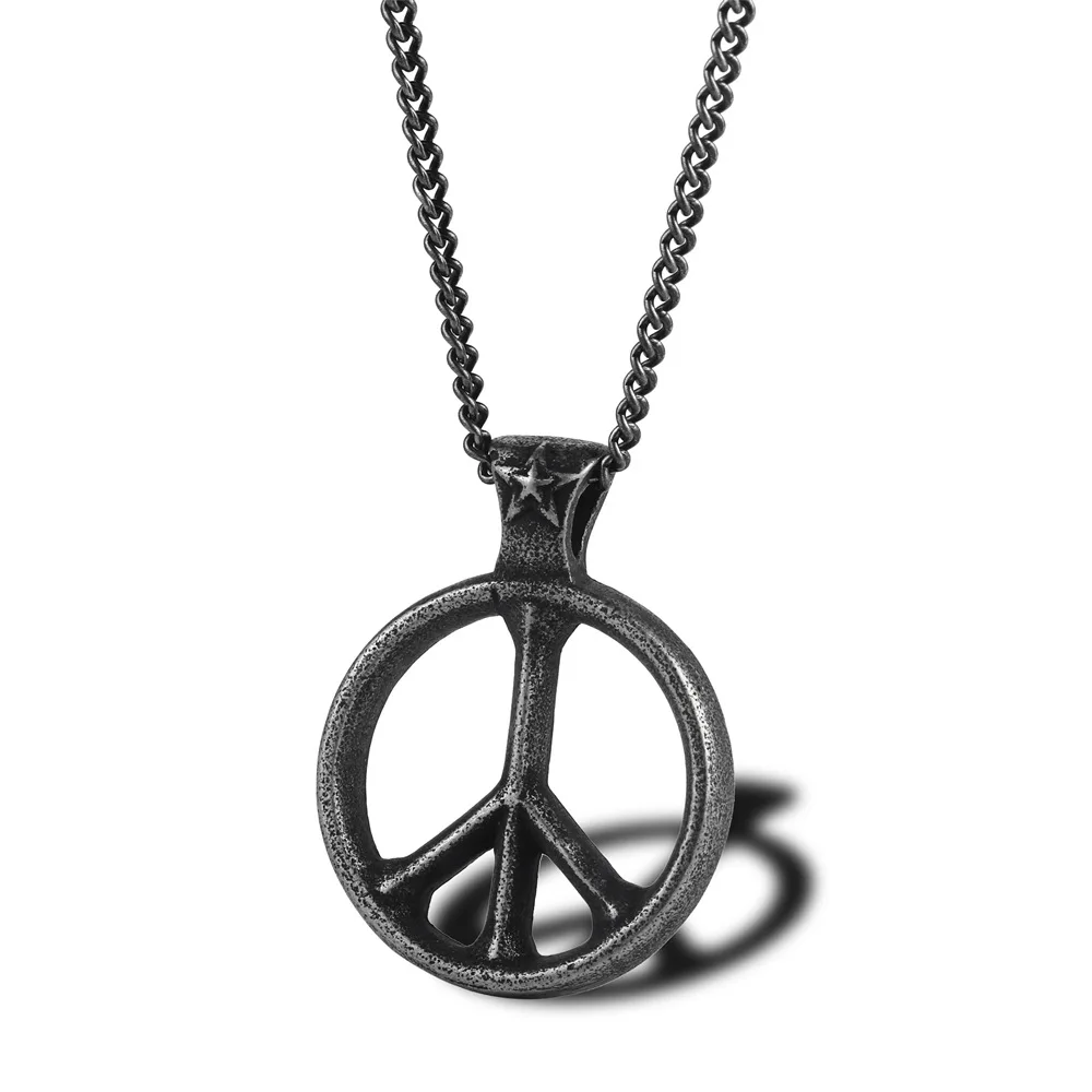 Ожерелье с подвеской в виде знака мира стиле хиппи из нержавеющей стали для